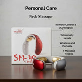 Red Neck massager with packaging and features